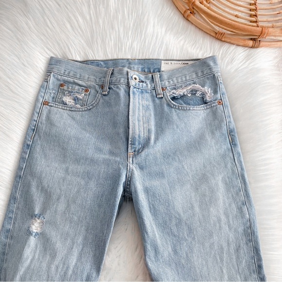 Rag & Bone Marilyn Jean in Union Pool Light Blue Distressed Raw Hem Fray 26 - Picture 5 of 13